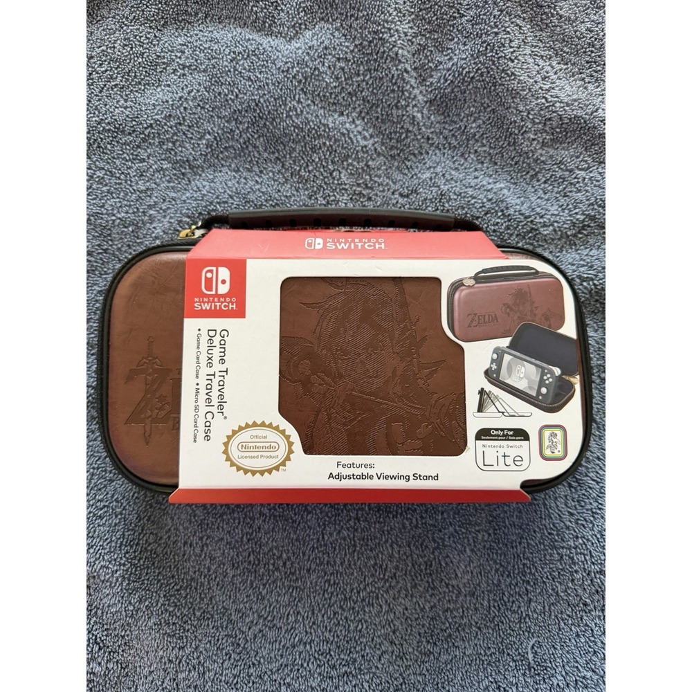 Nintendo Switch LITE Deluxe Leather Travel Case- Legend of Zelda, NEW !!